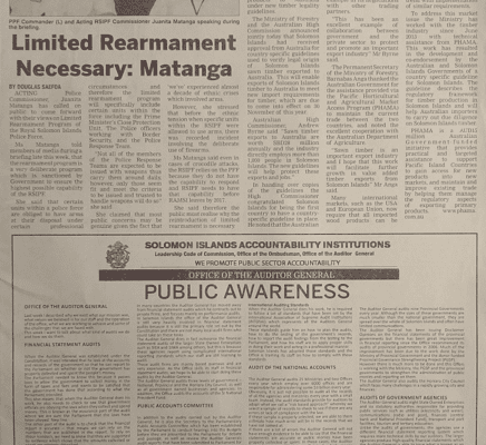 Solomon Islands Accountability Institutions –  Public Awareness: SIN 225 July 2014