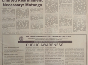 Solomon Islands Accountability Institutions –  Public Awareness: SIN 225 July 2014