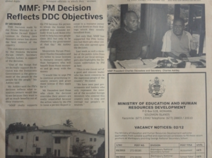Ministry of Education and Human Resources Development – Vacancy Notices – 02/12: SIN 253 February 2015