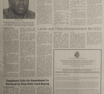 Ministry of Environment, Climate Change, Disaster Management & Meteorology –  Expression of Interest – Building Design and Construction Supervision Services: SIN 220 June 2014