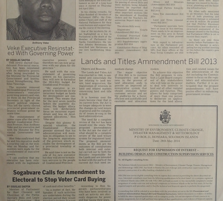 Ministry of Environment, Climate Change, Disaster Management and Meteorology – Request for Expression of Interest – Building Design and Construction Supervision Services: SIN 220 June 2014