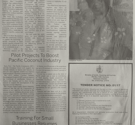 Ministry of Lands, Housing and Survey – Tender Notice No – 01/17: SWN 17080 January 2016