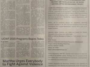 Ministry of Education and Human Resources Development – Workstation Manufacture, Delivery and Installation for MEHRD National Office: SIN 253 February 2015