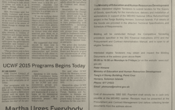 Ministry of Education and Human Resources Development – Workstation Manufacture, Delivery and Installation for MEHRD National Office: SIN 253 February 2015