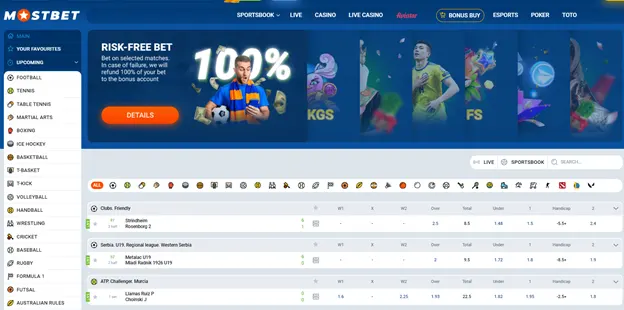 Мостбет платформасынын башкы бети